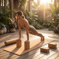 Complete cork yoga bundle with mat, blocks, wheel, roller, and ball