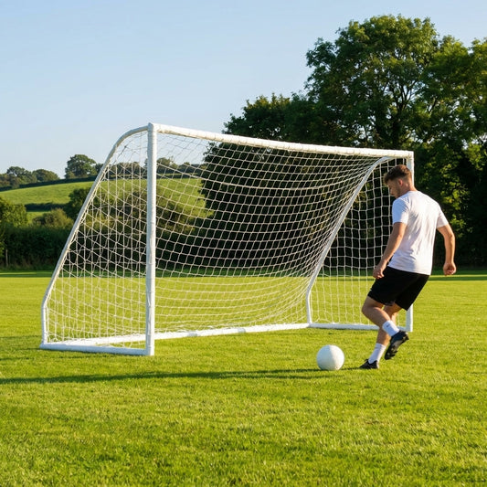 12ft x 6ft football goal post with PVC frame and HDPE net