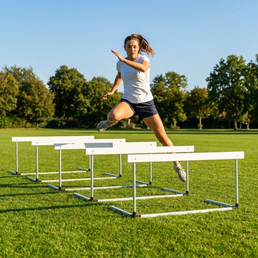 Adjustable aluminium hurdles for track and field use