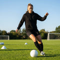 Black ladies football hoodie, cotton polyester blend