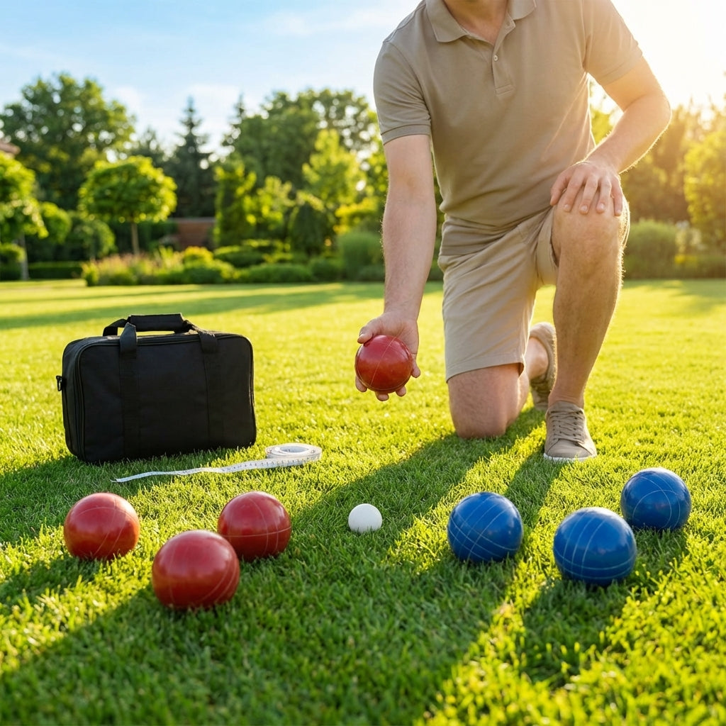 Standard size bocce set for outdoor recreation