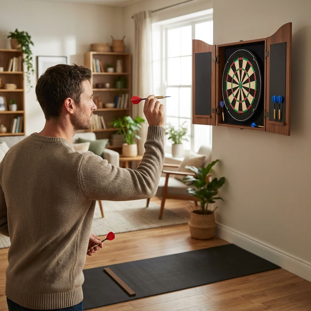Wall Mounted Darts Bundle with Dartboard and Mat