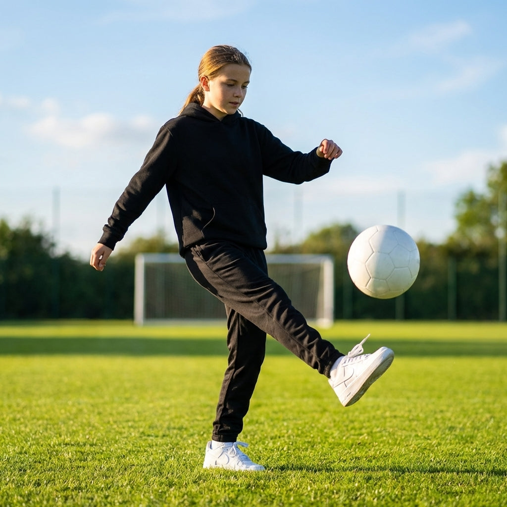 Junior tracksuit bottoms in black made from polyester