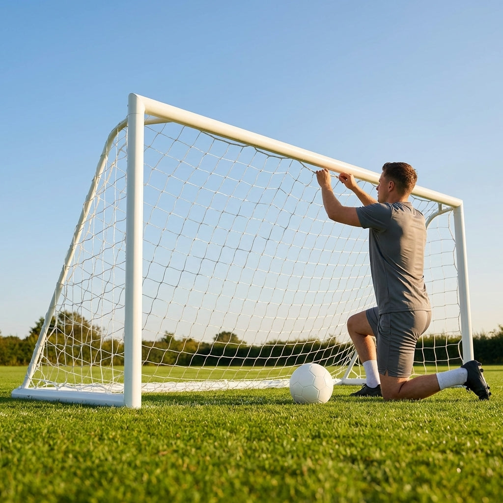 8 x 4 Football Goal Nets in White HDPE for Clubs and Schools