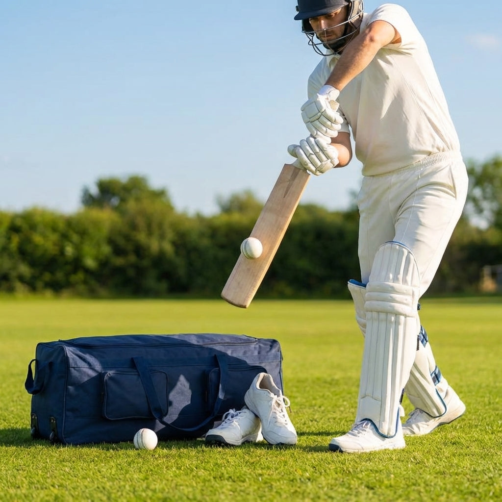 Cricket Players Set with protective gear and bag