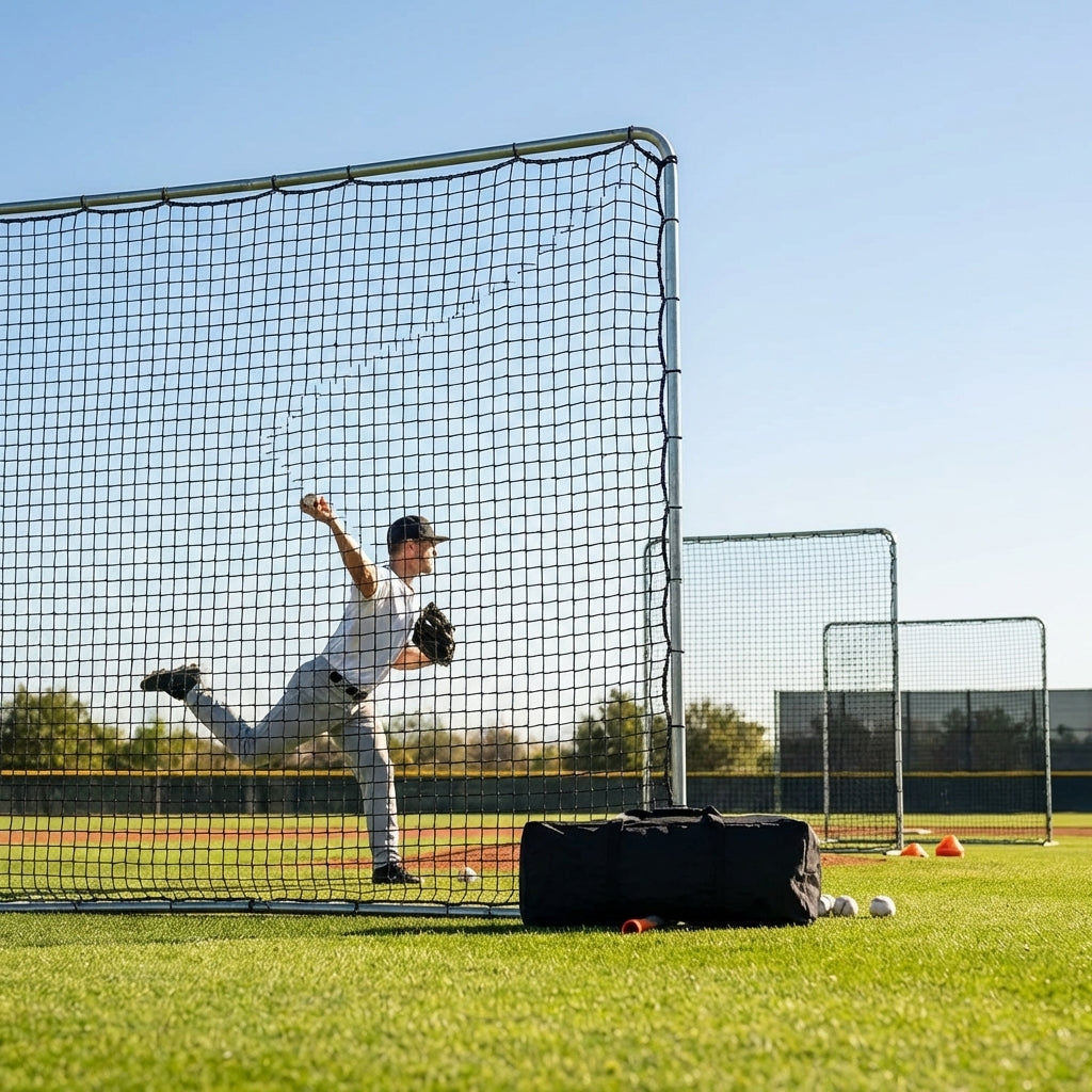 Custom baseball nets made from HDPP material in black - product detail