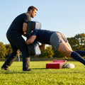 Rugby Tackle Shield in bright fluro yellow with padded straps, ideal for training - product detail