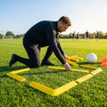 Football training marker lines made of flexible rubber in fluro yellow