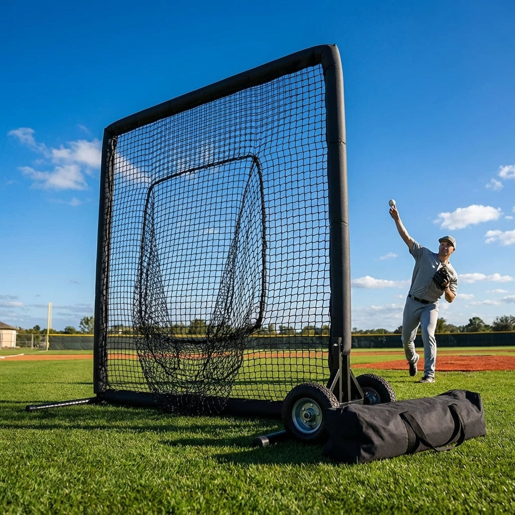 7ft x 7ft Baseball Pitching Net with Steel Frame and Foam Padding - product detail