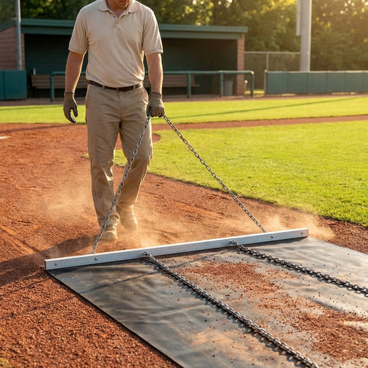 Baseball field drag mat made from combi PVC and aluminium rail - product detail