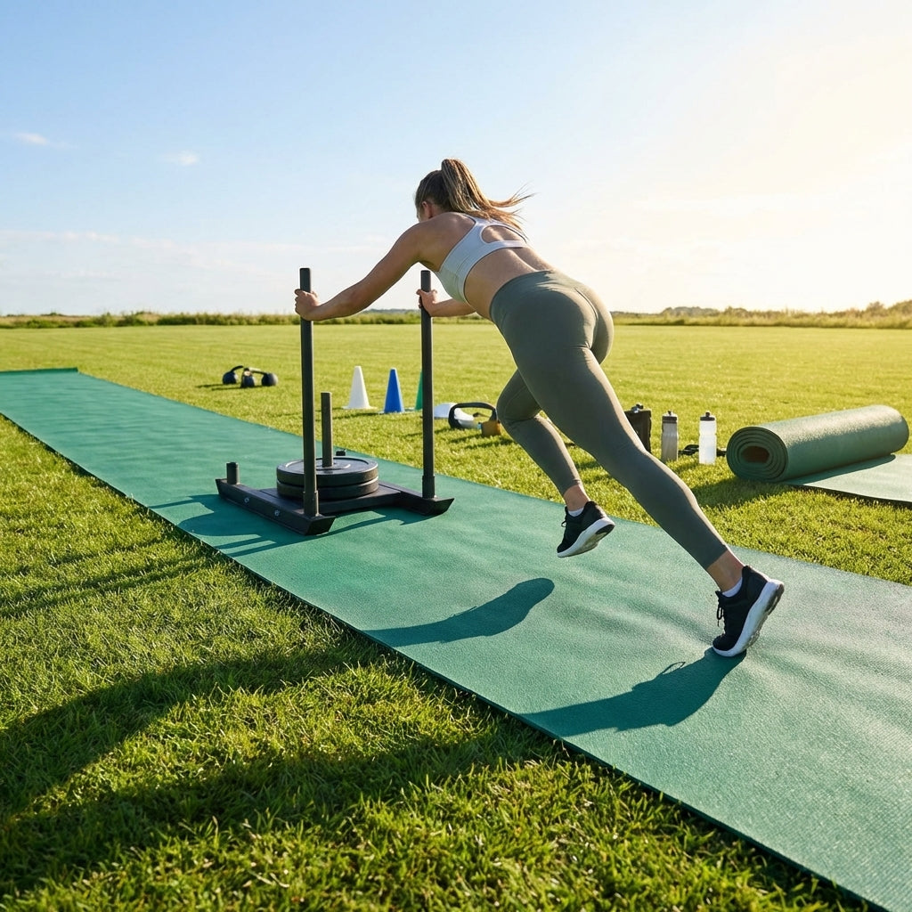 Gym Sprint Track 2m Wide Green with Durable PU Foam Base - product detail