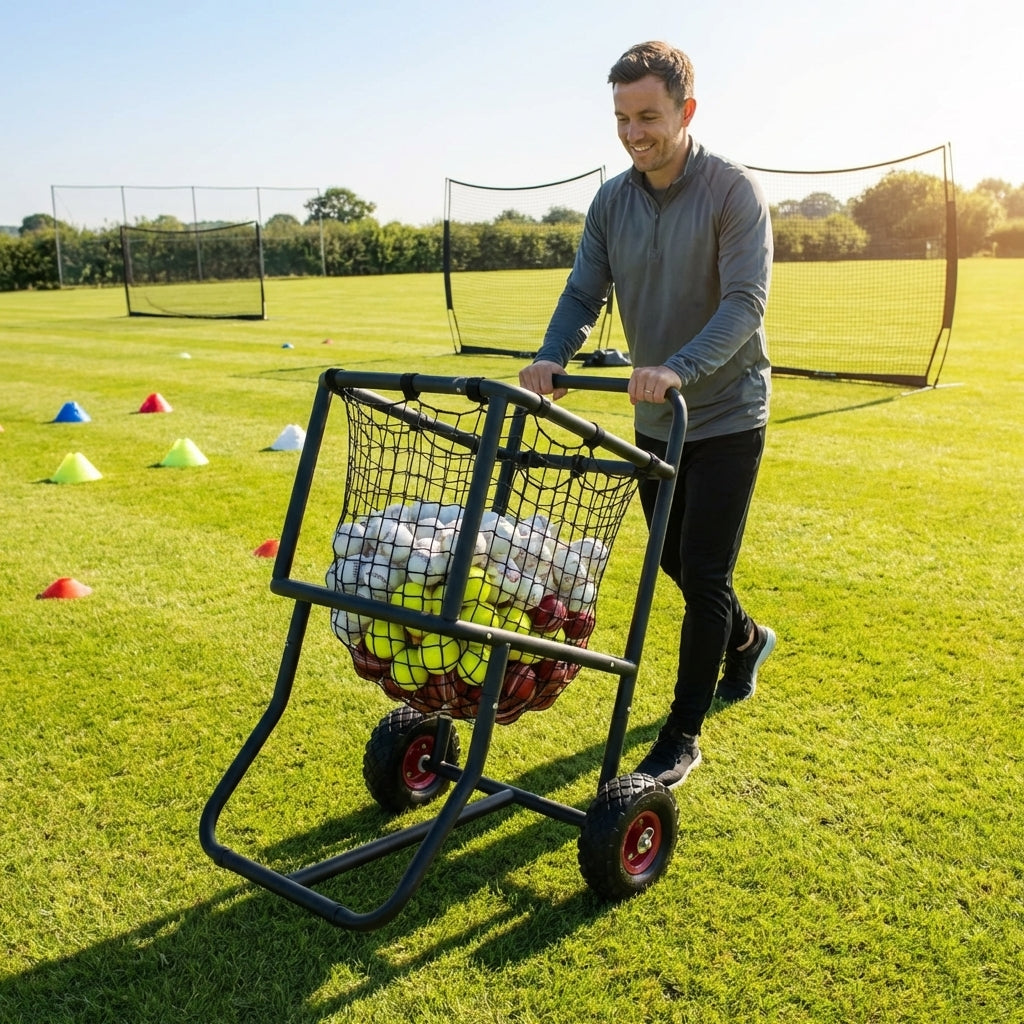 Image of Multi-Sport Ball Carry Cart with steel frame and netting - product detail