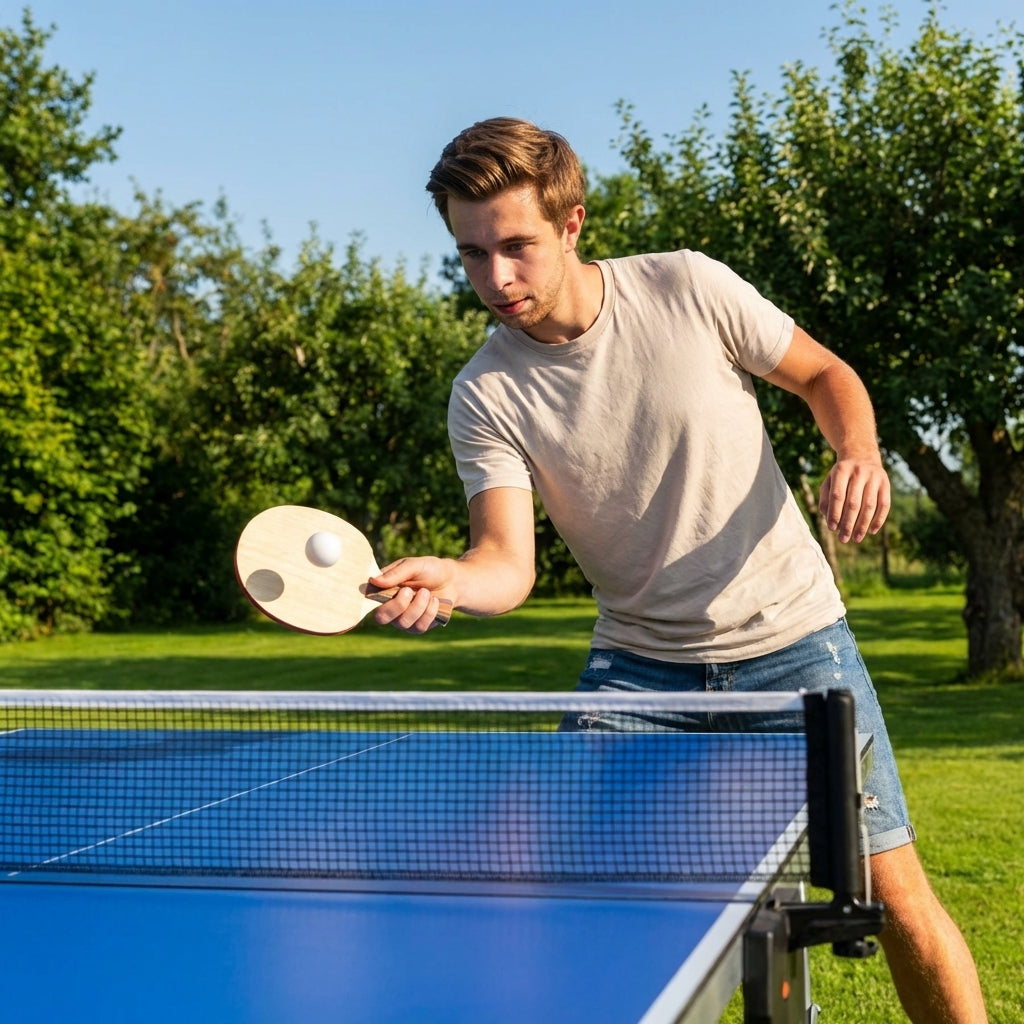 Table tennis bat with 9ply wood and carbon hybrid for club players