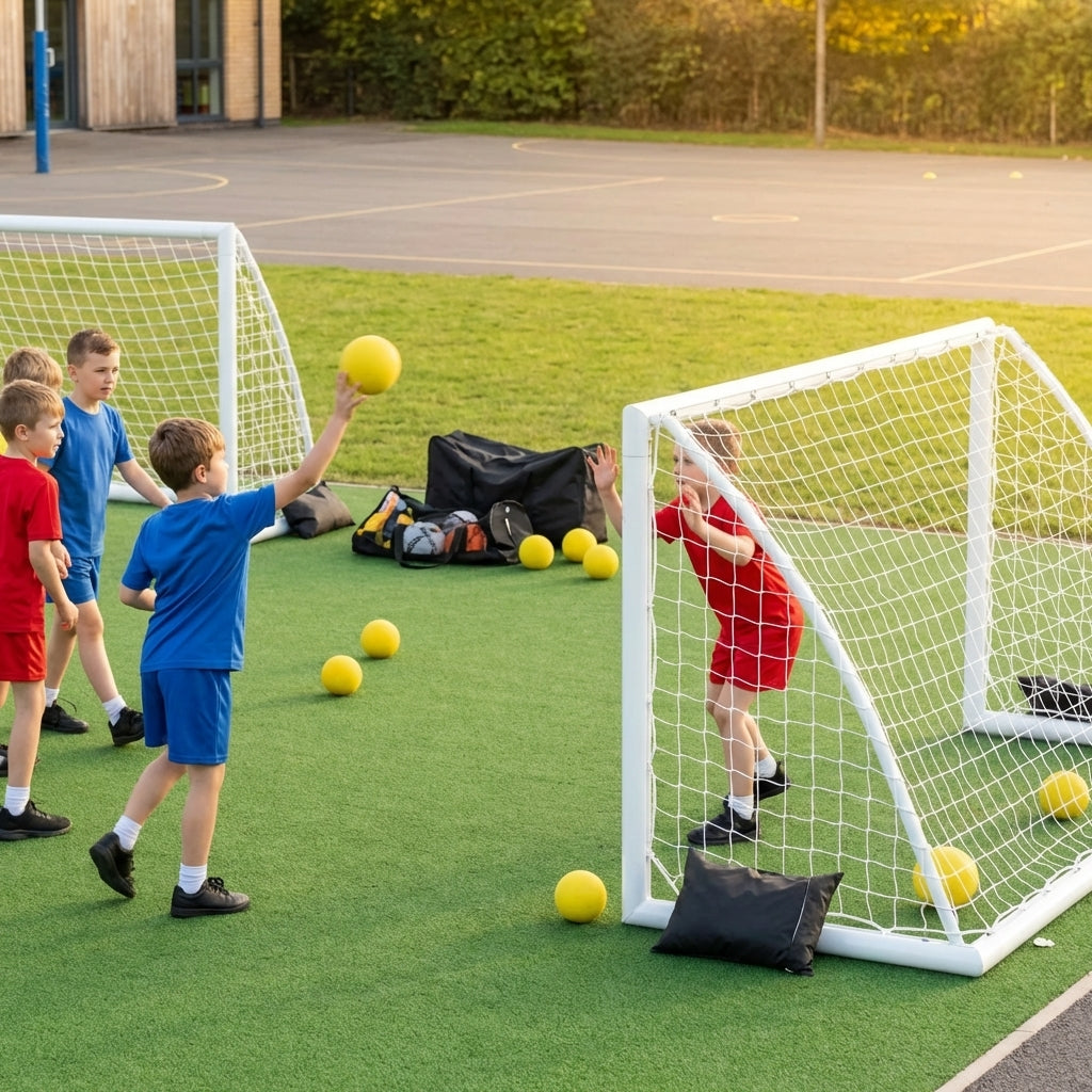 Handball goal set with foam balls for school sports - product detail