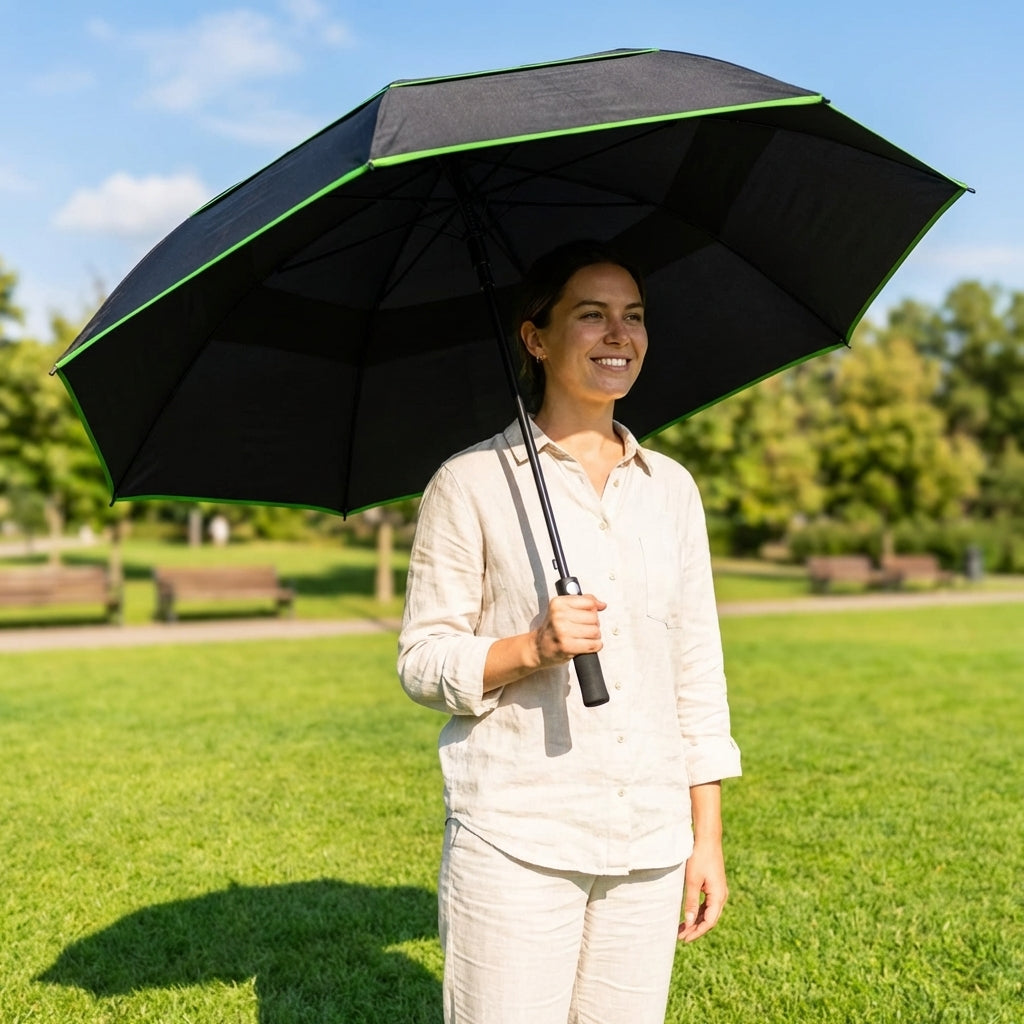Sports umbrella with 60-inch canopy made from pongee fabric