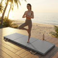 Tri-Folding Yoga Mat in Blue with PU Leather and PE Cotton