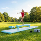 Inflatable gymnastics mat set with beam and block