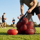 AFL training balls with carry bag, available in sizes 3, 4, and 5