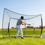 Baseball backstop net in use during outdoor practice