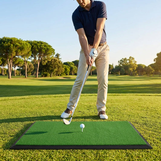 Golf hitting mat with nylon crimp grass surface ideal for home and driving range practice