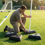 Corner flag bases in black rubber for sports pitches