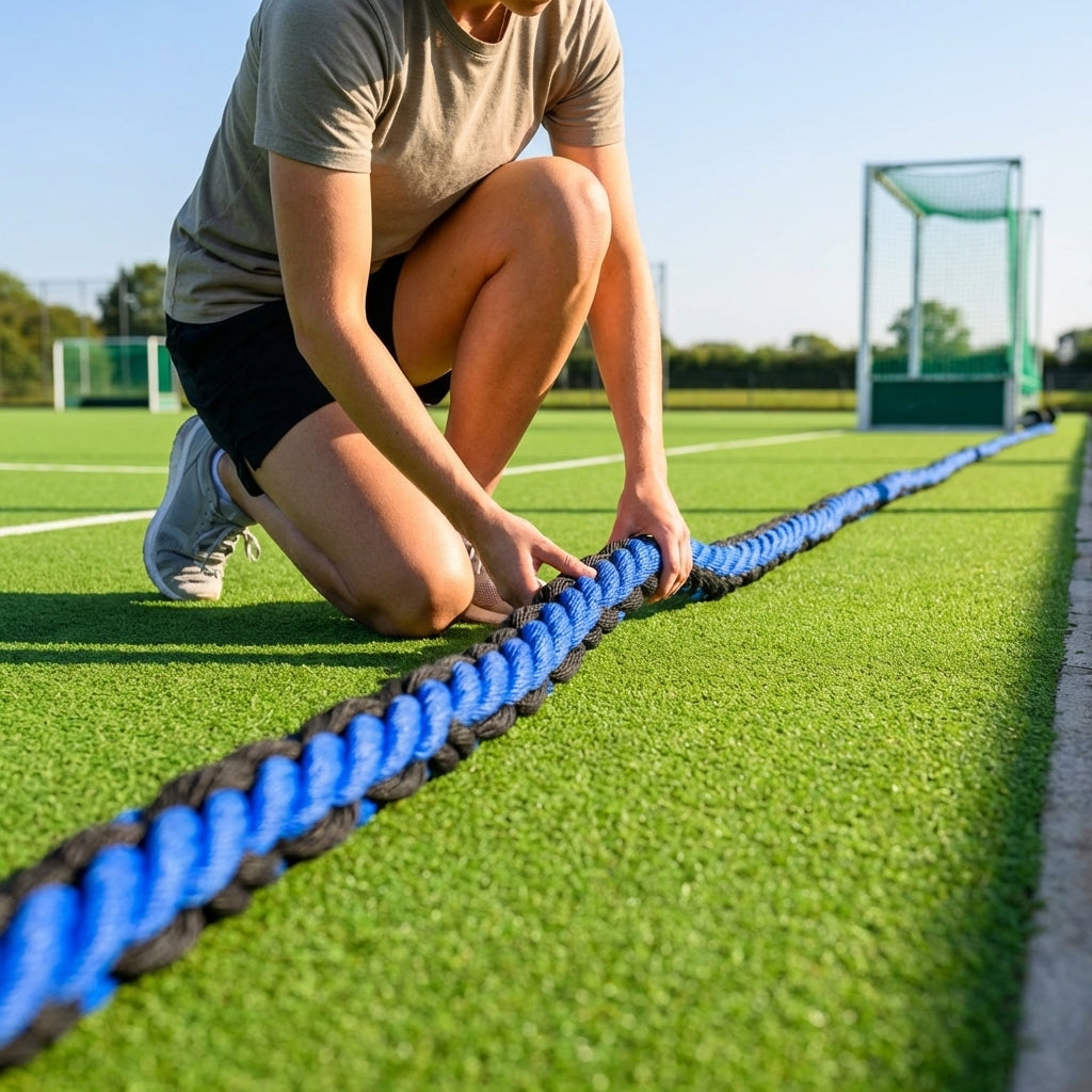 Hockey pitch boundary rope, 30 metres, durable polypropylene