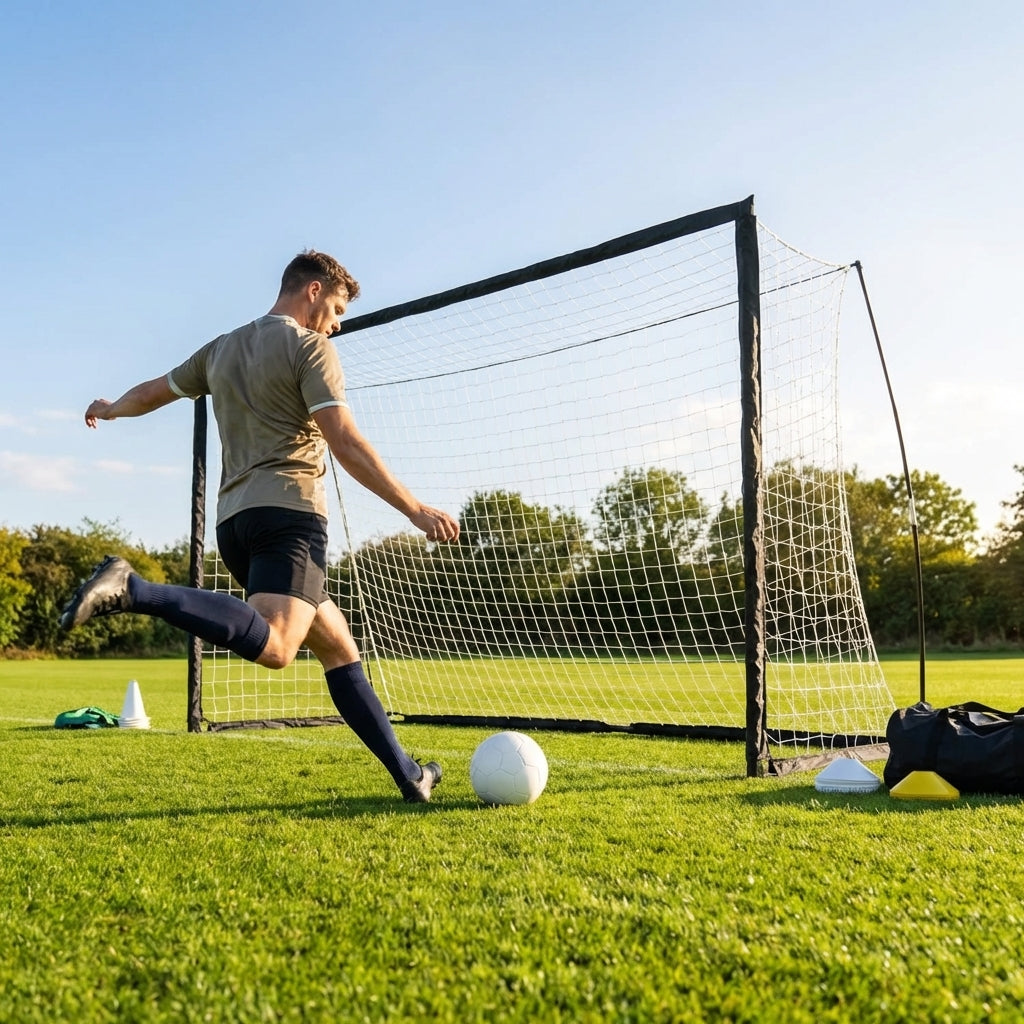 Full-size football goal with PVC & fibreglass for indoor and outdoor use