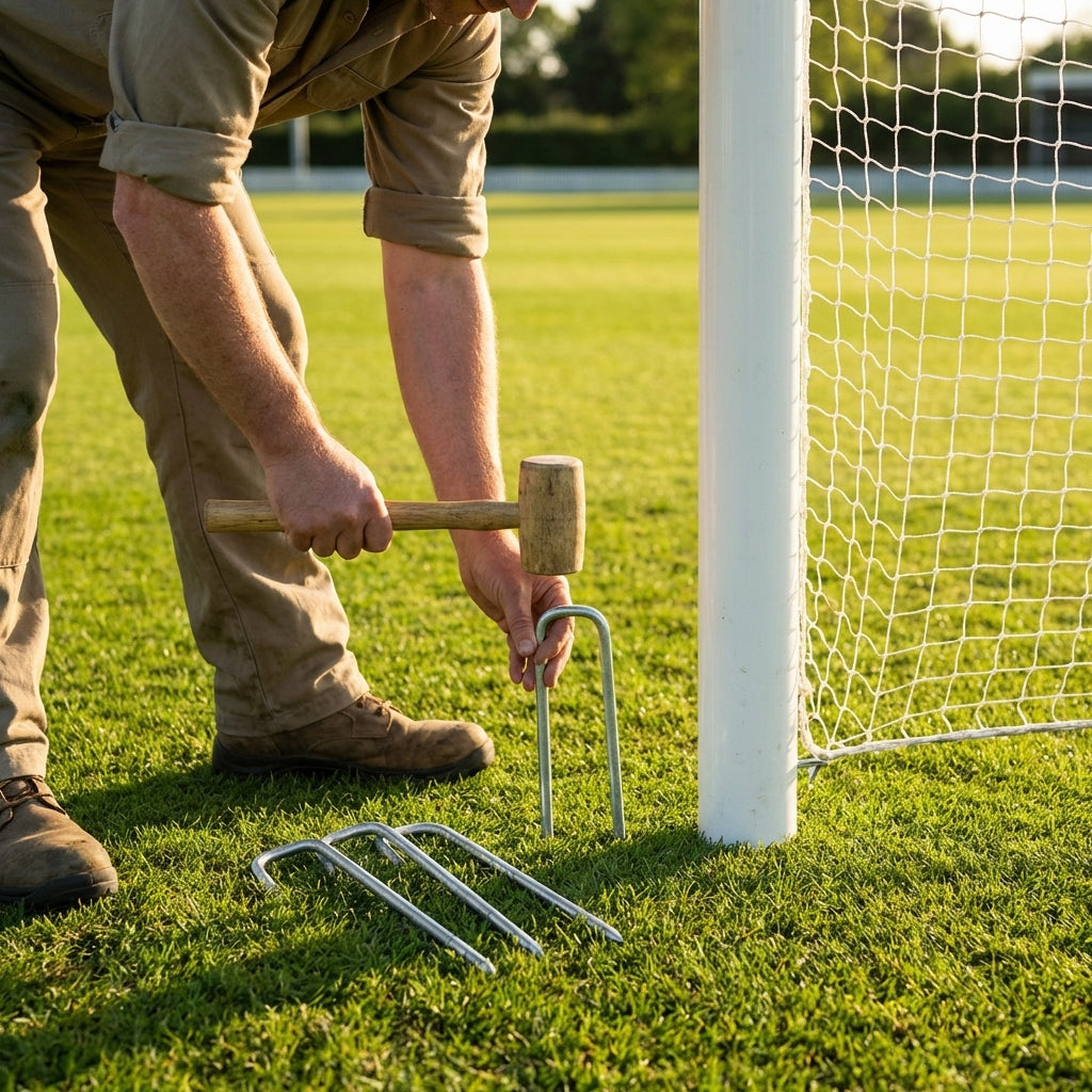 Galvanised steel cricket net U-Pegs set of 4
