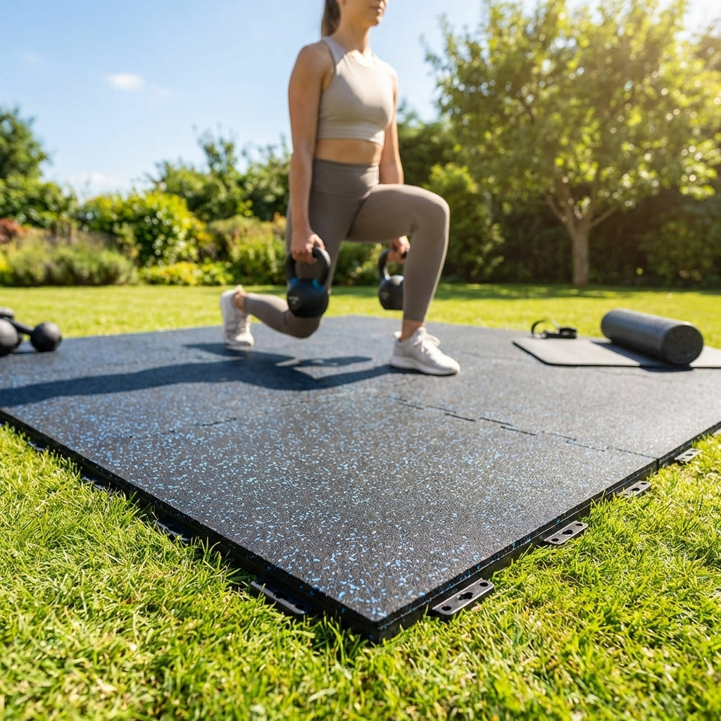 Rubber gym flooring mats available in various colours and thicknesses