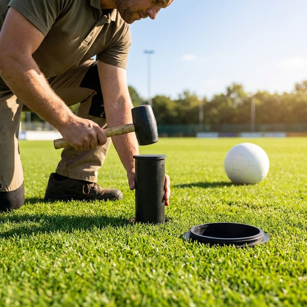 Football goal ground sockets in various sizes, made from steel and aluminium - product detail