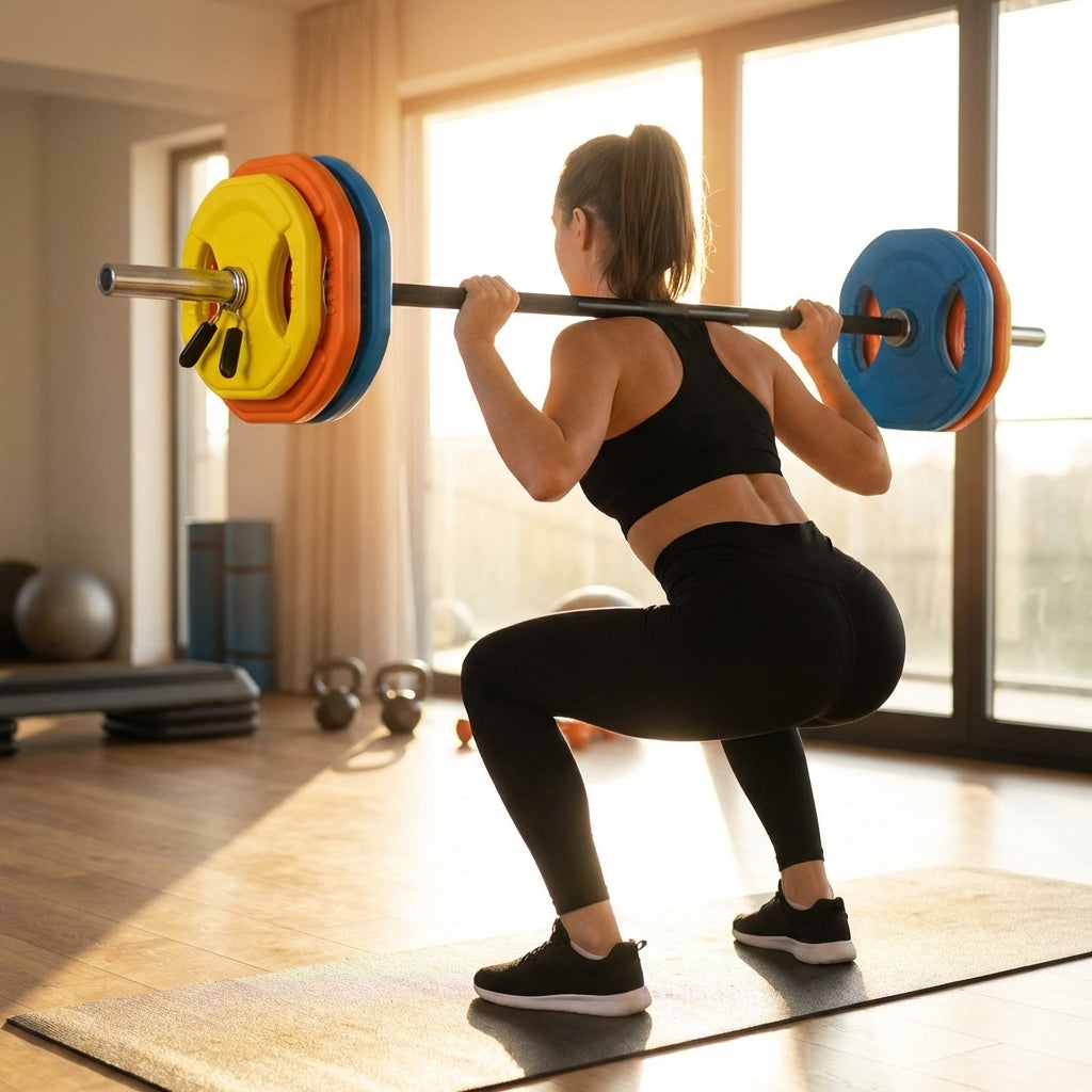 Home Studio Barbell Set with Chrome Steel and Foam Handles