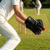 Black Wicket Keeper Gloves for cricket with rubber grip - product detail
