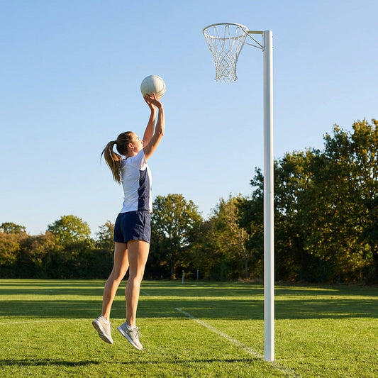 Netball posts with aluminium construction and adjustable height