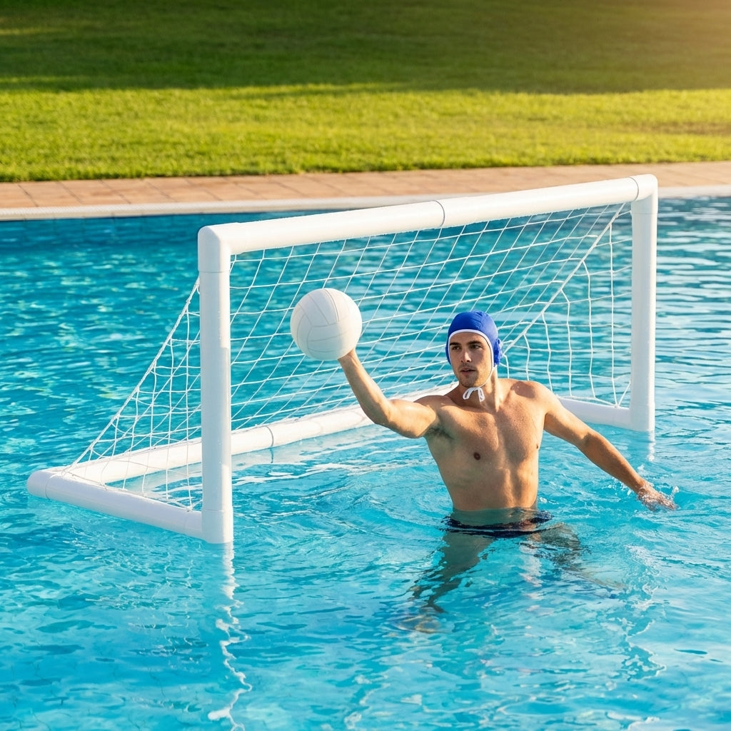 Durable uPVC water polo goal in various sizes for indoor and outdoor use