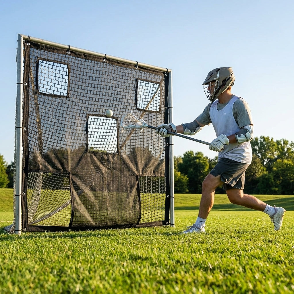 Lacrosse goal target sheet for training, made from heavy-duty PVC.