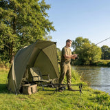 Compact fishing day shelter, waterproof and easy to assemble