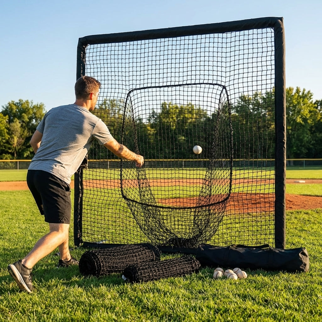 Replacement baseball net for 7ft x 7ft sock net screens made of HDPE twine - product detail