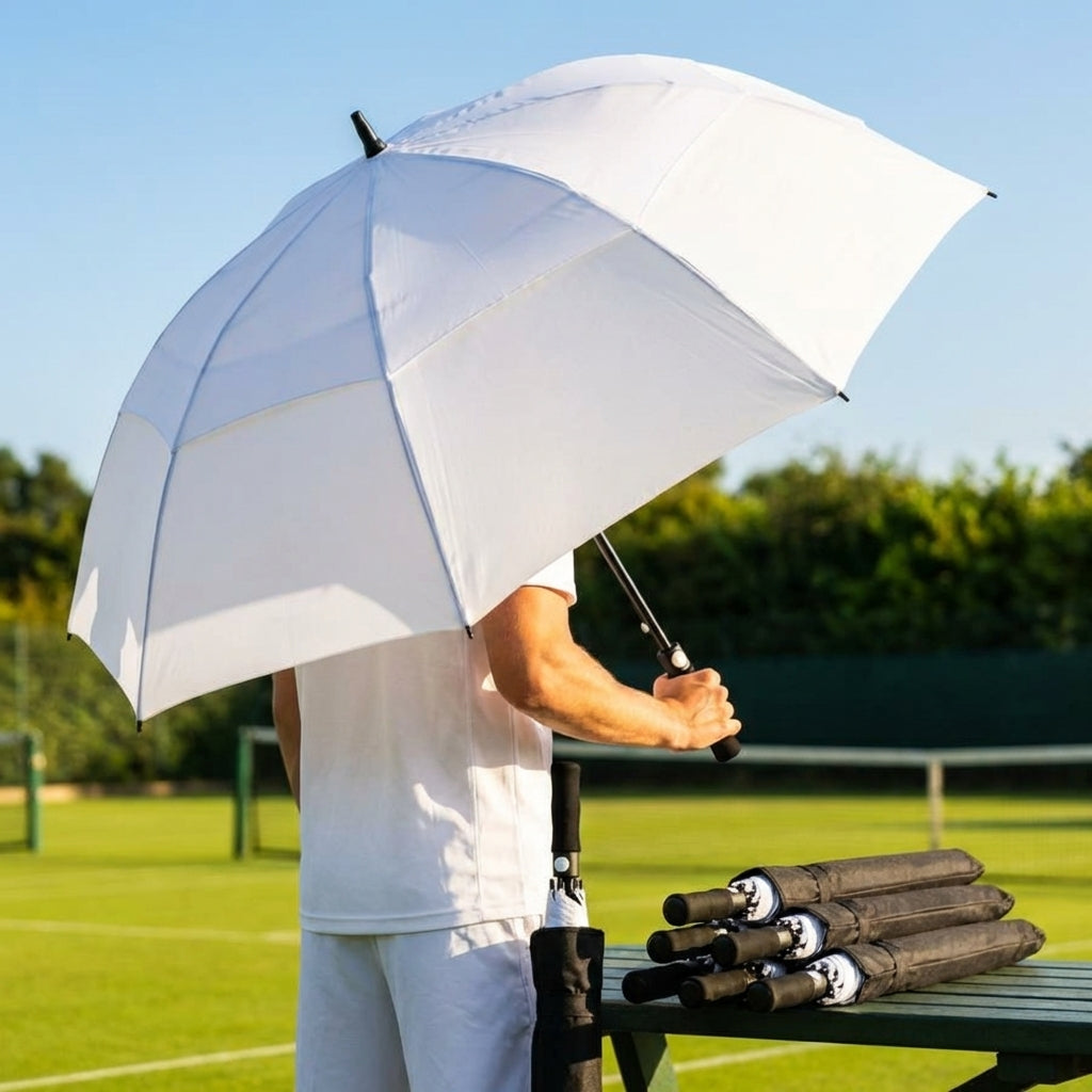 150cm black tennis umbrella with fibreglass frame and EVA handle - product detail
