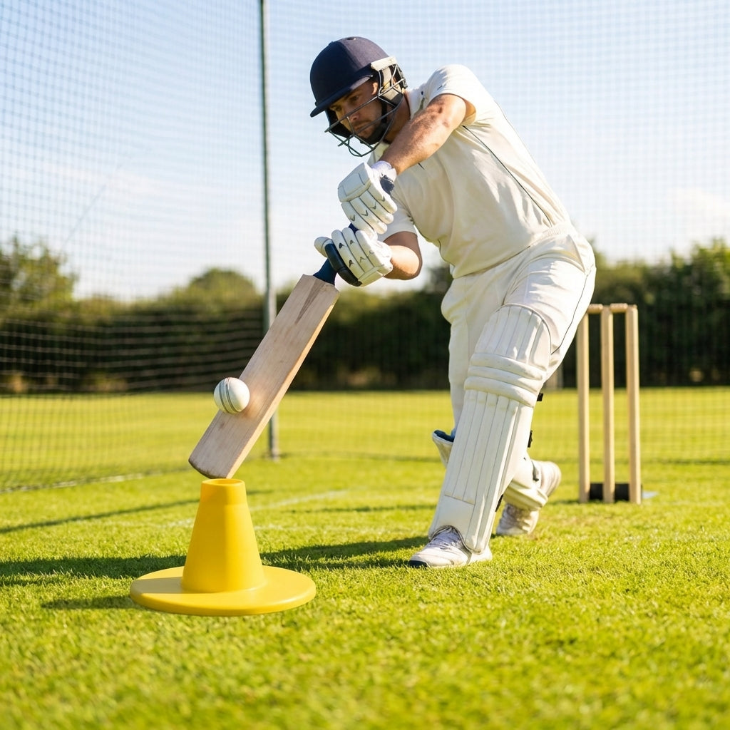 Cricket Batting Tee made of Soft PVC in Yellow for Indoor and Outdoor Use