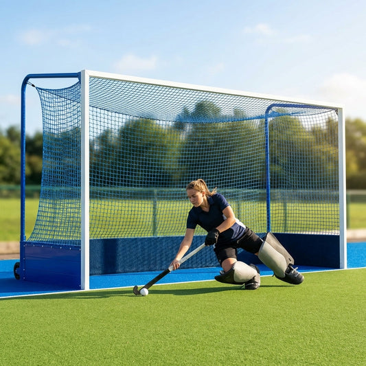 Custom aluminium hockey goal for professional use with branding options