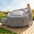 Inflatable hot tub lid in grey and white, energy efficient
