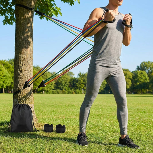 Resistance bands set with handles and door anchor for workouts