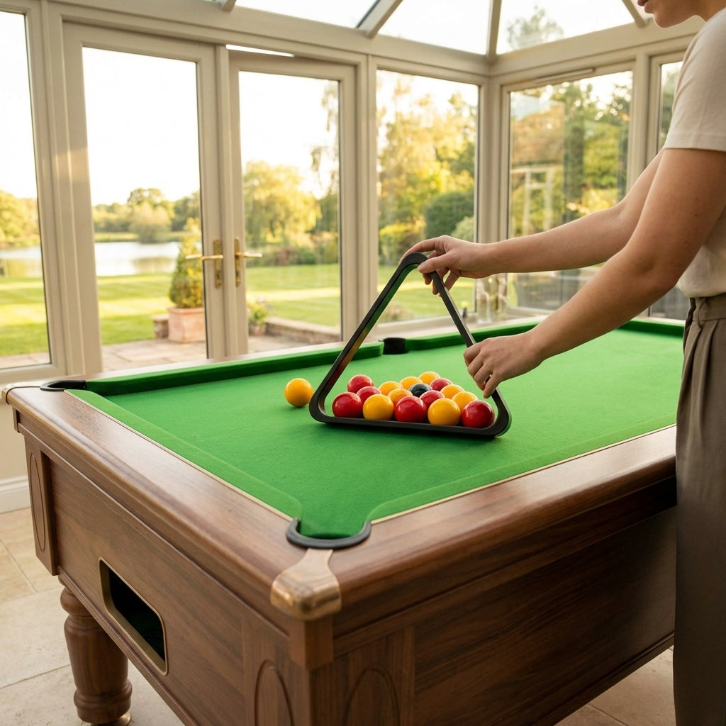 Pool triangle made of durable polyethylene for 2” English pool balls