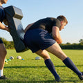 Rugby Tackle Shield in bright fluro yellow with padded straps, ideal for training