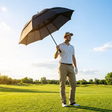 Black Golf Umbrella with Windproof Double Canopy