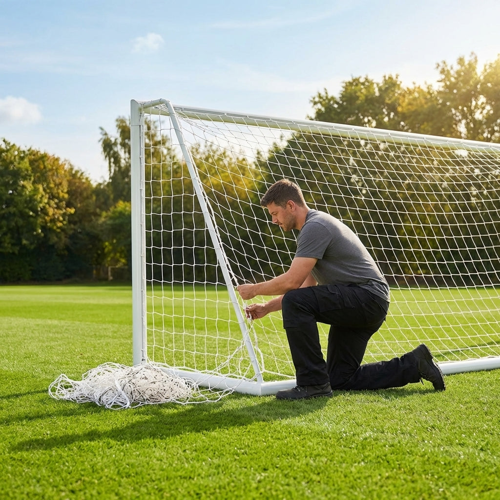 12 x 6ft football goal net made of HDPE for junior goals
