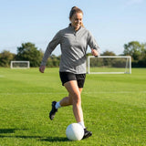 Grey quarter-zip top made of 100% polyester for sportswear