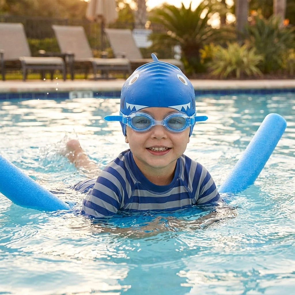 Kids' swimming goggles in vibrant colours with anti-fog and UV protection