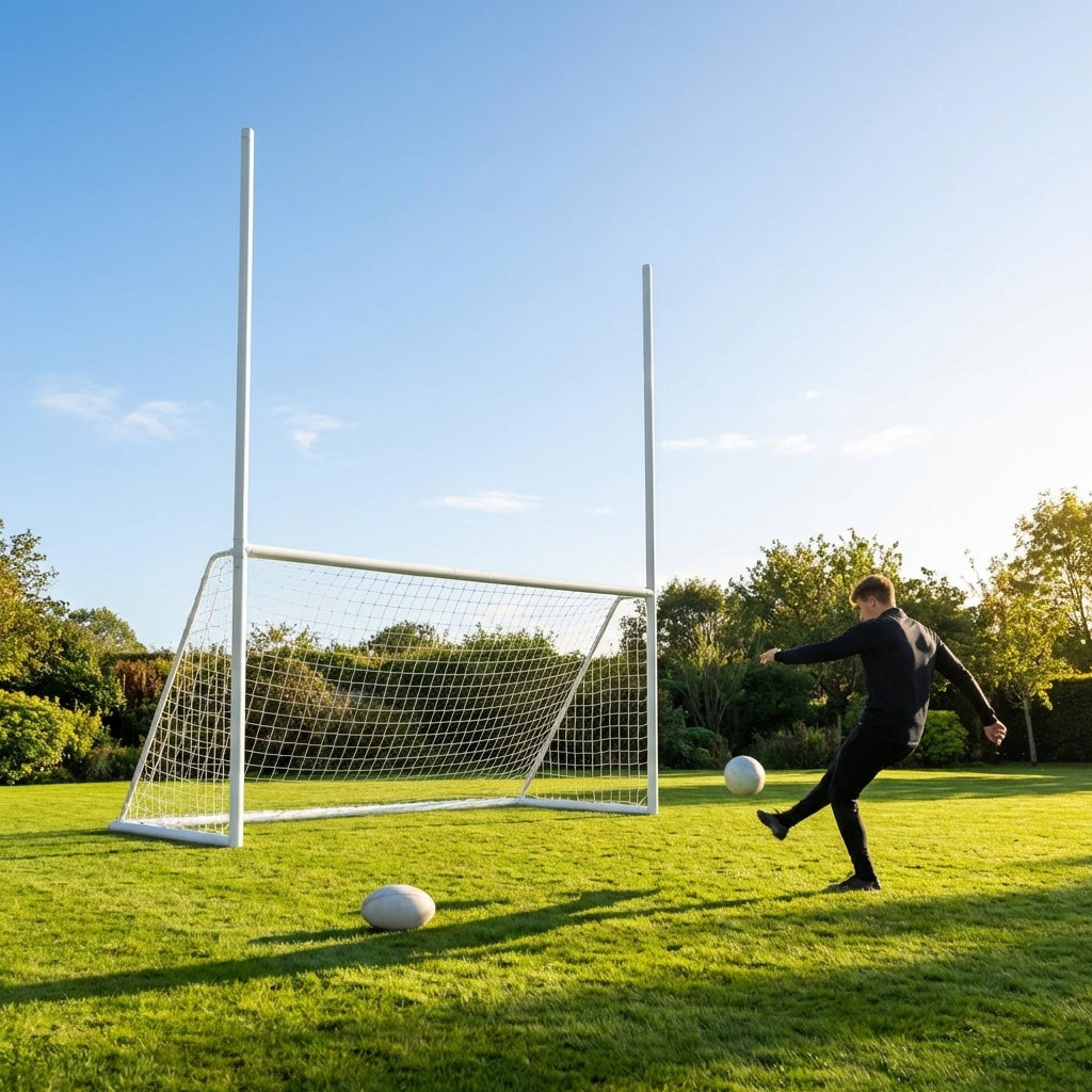 Combi Football and Rugby Goal in 12x6 size made from durable uPVC for garden use