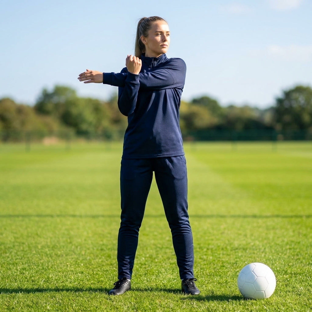 Women's tracksuit top in polyester with quarter zip and stand-up collar